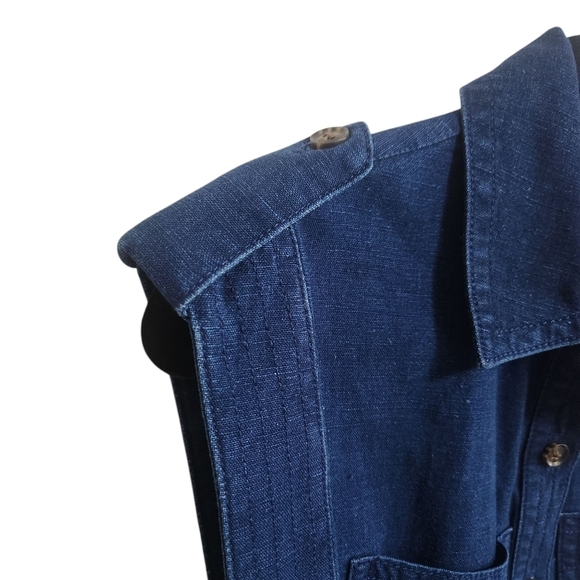 EUC BANANA REPUBLIC LINEN BLEND INDIGO UTILITY JUMPSUIT DARK INDIGO SZ XS - Picture 4 of 12